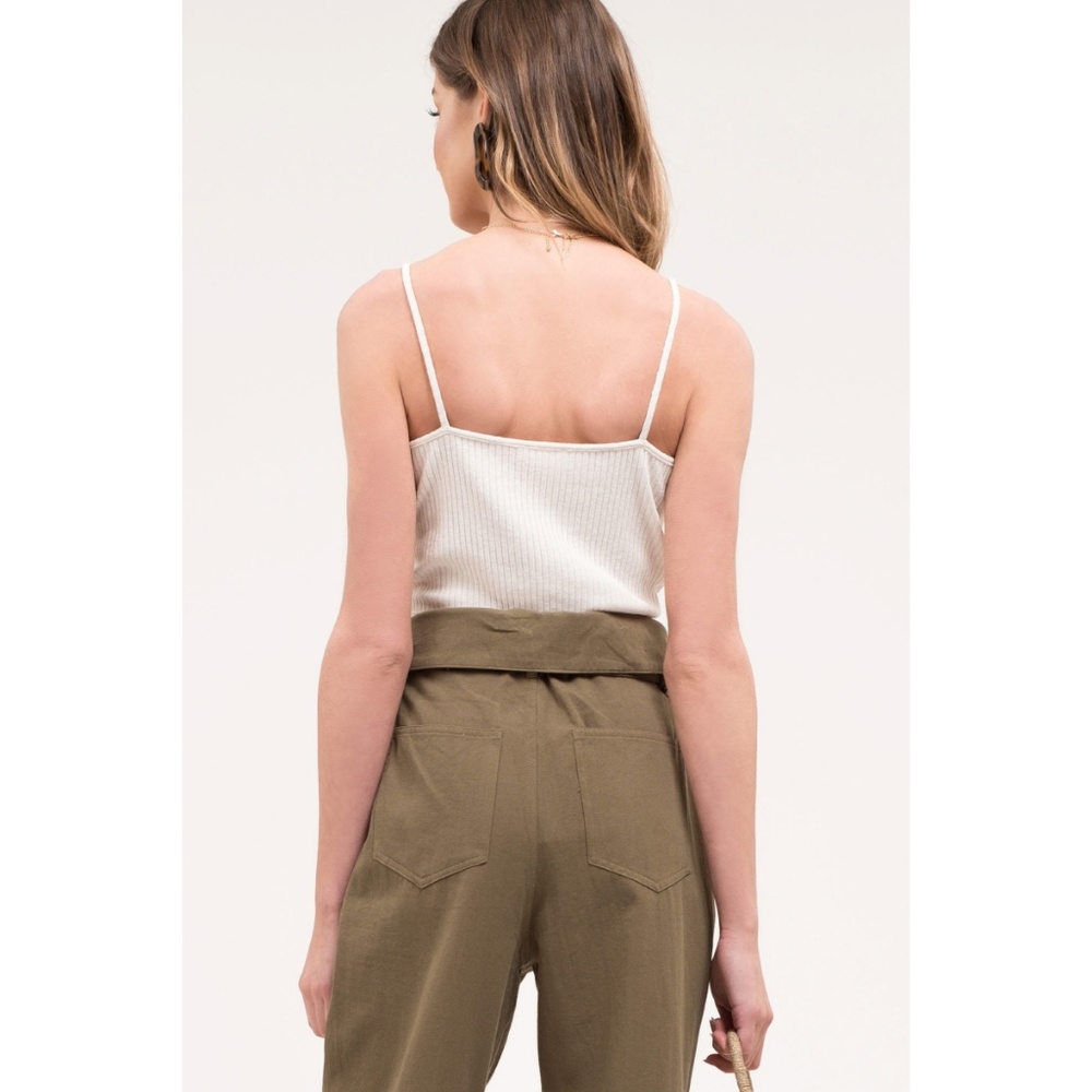 Cream Crop Top Cami With Front Twist - Picture 6 of 7